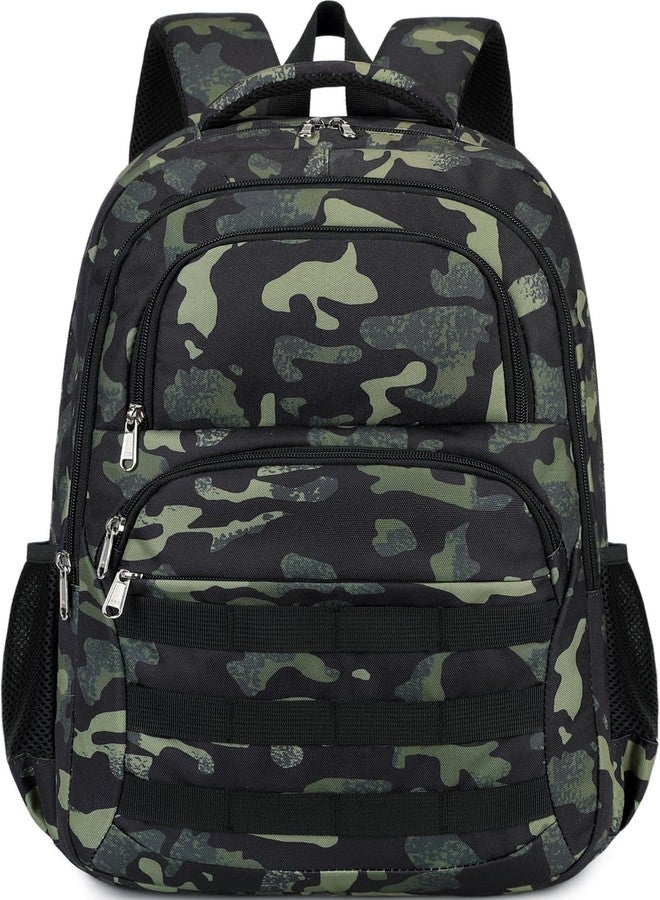 JIANYA Boys Backpack Kids School Backpack Big Student Laptop Backpack Middle School Bookbag Teen Boy Travel Daypack, 17.7 IN Camo Green - Image 1